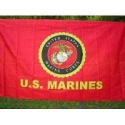vendor-unknown Military Flags USMC Marines Emblem & Words Flag 3 X 5 ft. Standard