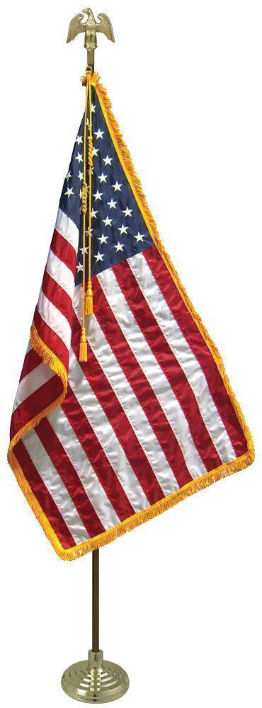 vendor-unknown USA Flags Indoor Mounting Set, WITH USA Nylon Embroidered 3' x 5' Flag included (USA Made) and Tassle